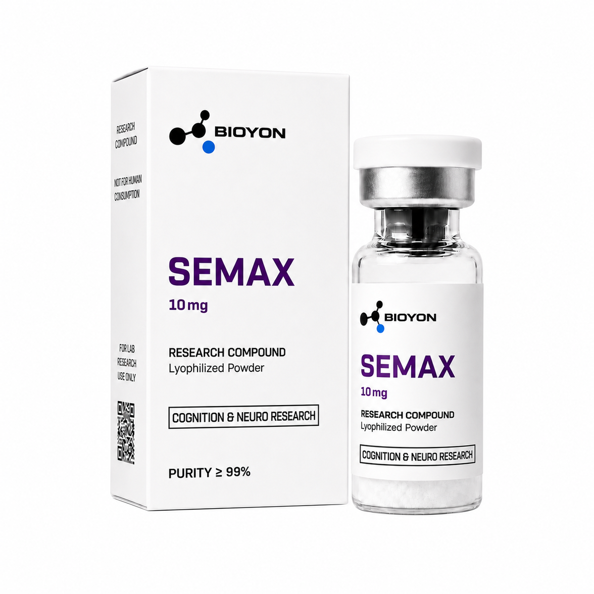 BIOYON Semax – Flasche und Verpackung im einheitlichen BIOYON Design auf reinweißem Hintergrund