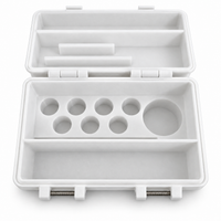 Peptide Storage Box - L, geöffnet mit Vial-Halterungen und Zubehörfach